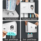 Wall Mounted Toothbrush Holder with 2 Cups and Storage Shelf – Bathroom Organizer