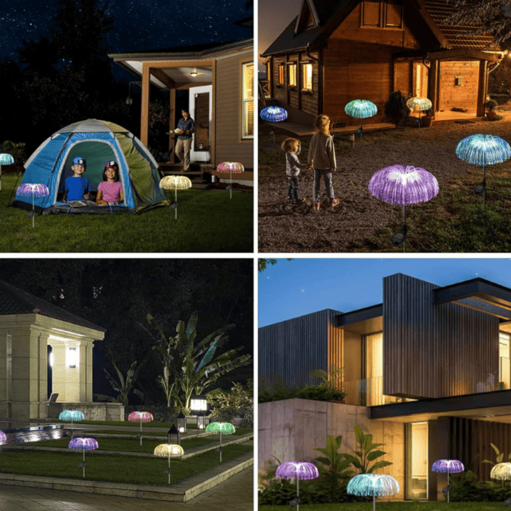 Solar Jellyfish Lights – 2PCS Waterproof LED Fiber Optic Garden Lamps for Outdoor Decoration