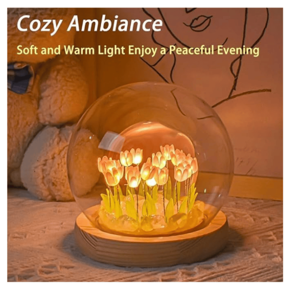 Tulip Lamp Round DIY Kit – LED Flower Night Light for Home Decor, Events & Handmade Gifting
