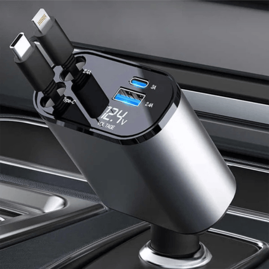 Super Fast Car Charger with Dual USB and Type-C Port – 3A Quick Charge Adapter for All Devices