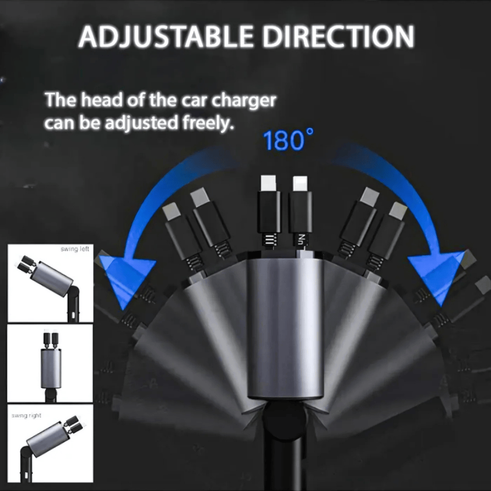 Super Fast Car Charger with Dual USB and Type-C Port – 3A Quick Charge Adapter for All Devices