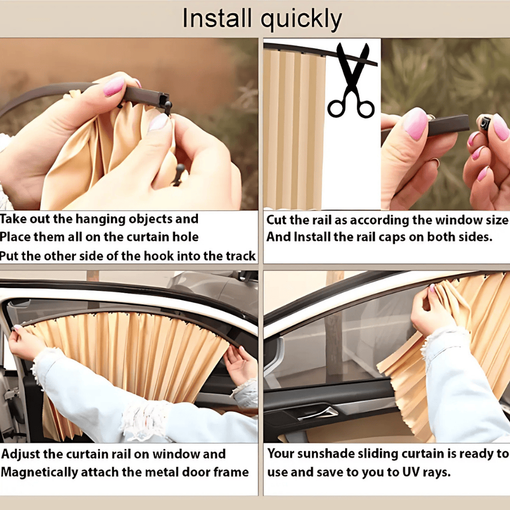 Premium Car Sunshade Curtains – 4-Piece UV Protection & Privacy Set for All Vehicles