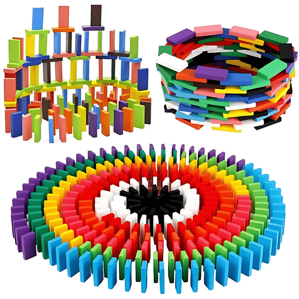 Colorful Wooden Rectangle Blocks – 120 Pcs Educational Building Tiles for Kids, Domino Play & Learning Activities