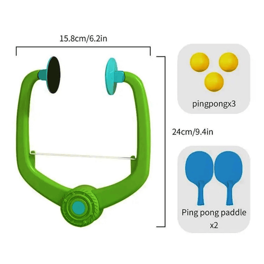 Kids Ping Pong Training Set with Adjustable Elastic String – Indoor Table Tennis Practice Kit with 2 Paddles & 6 Balls