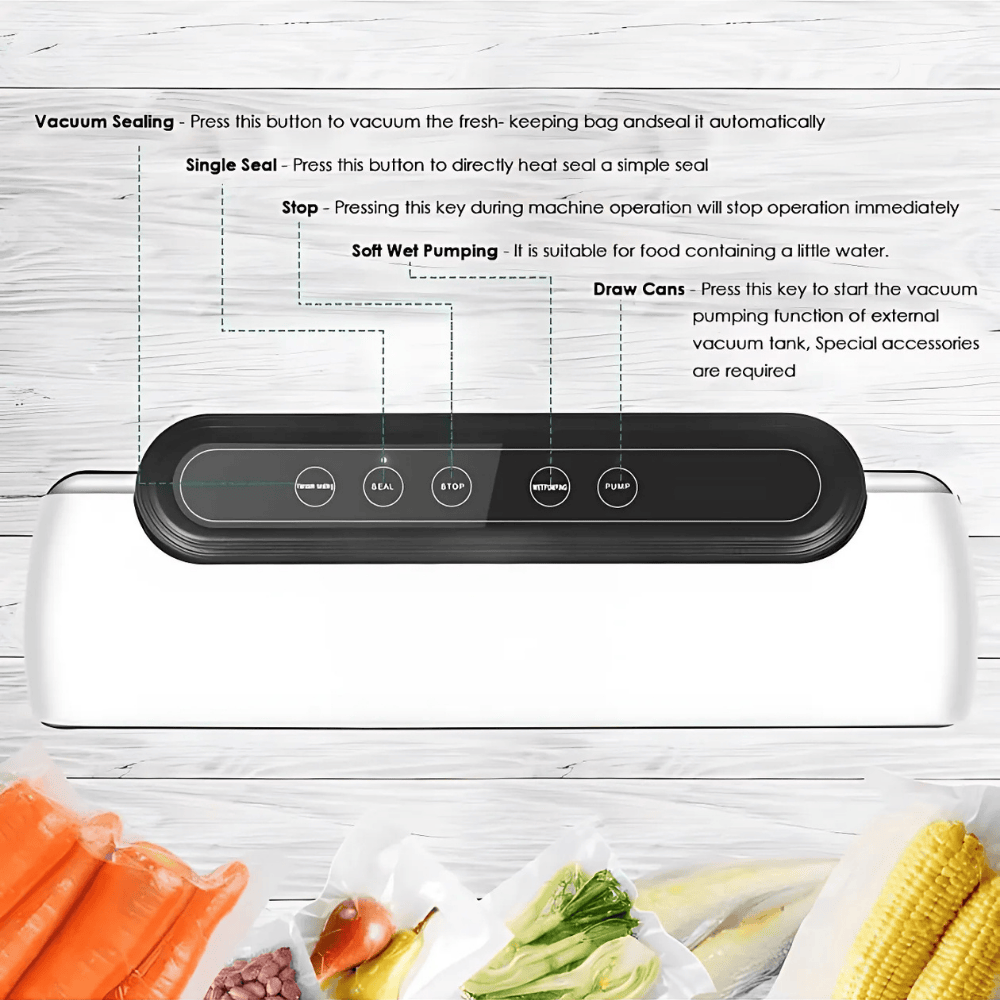 Premium Automatic Vacuum Sealing Machine with Food Preservation Bags – 5-in-1 Multi-Function Sealer for Dry & Wet Foods