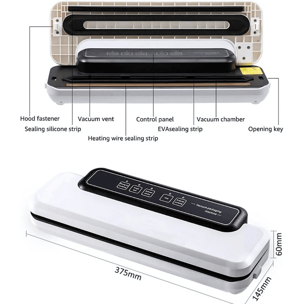 Premium Automatic Vacuum Sealing Machine with Food Preservation Bags – 5-in-1 Multi-Function Sealer for Dry & Wet Foods