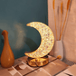 Crystal Moon Table Lamp with Metal Base – 3 Color Dimmable LED USB Rechargeable Night Light