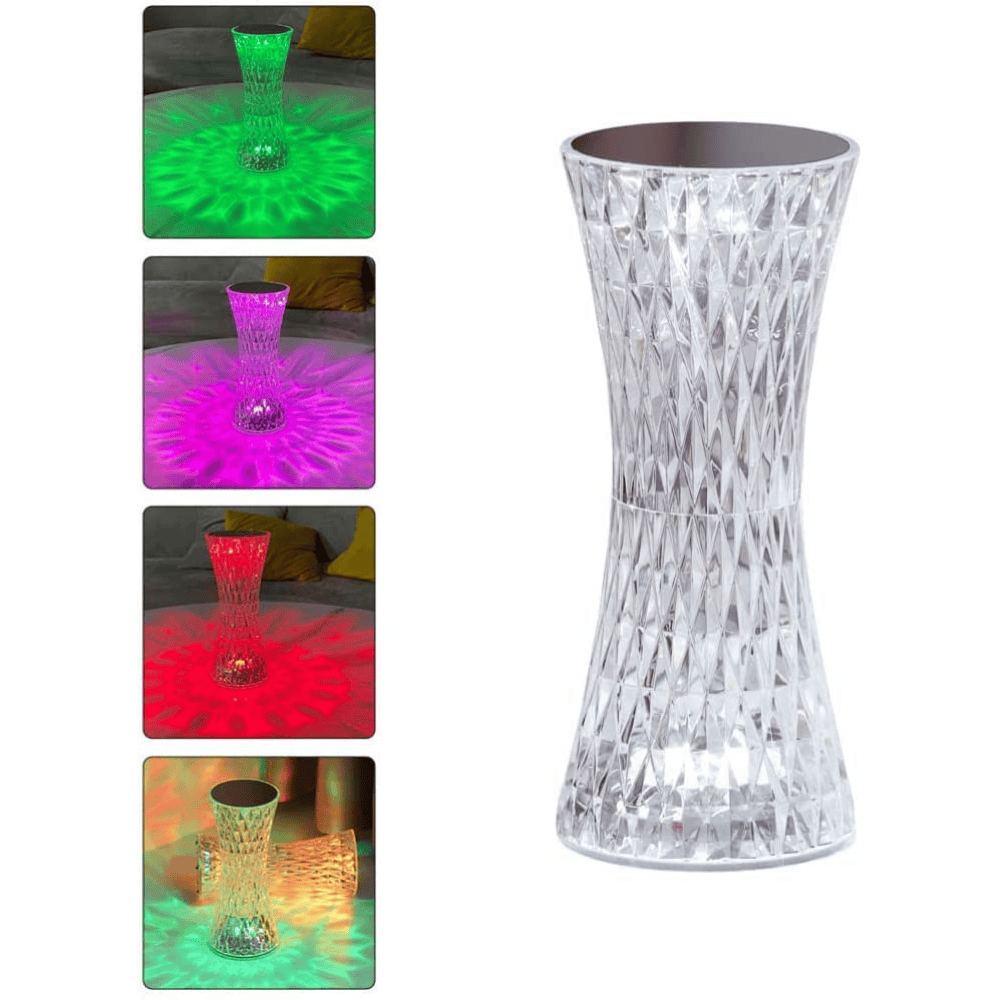 Crystal Table Lamp with Remote – USB Rechargeable 16-Color LED Night Light for Bedroom & Living Room