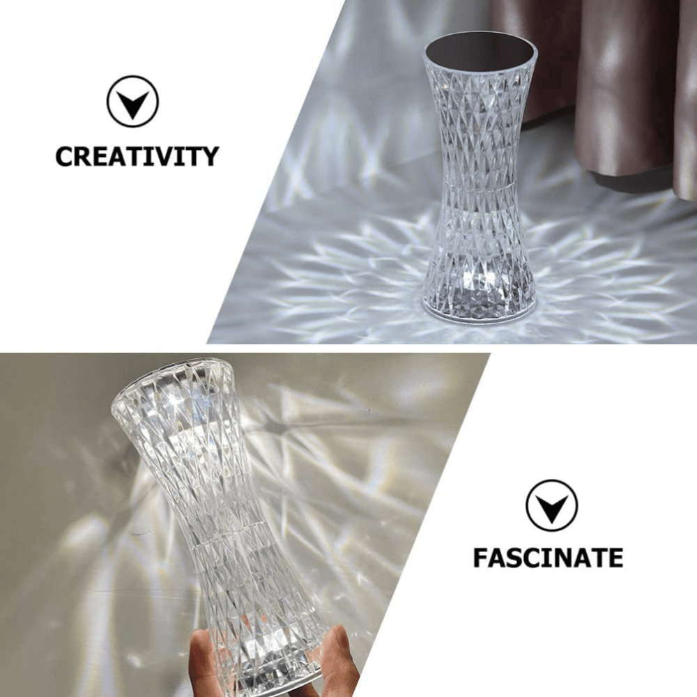 Crystal Table Lamp with Remote – USB Rechargeable 16-Color LED Night Light for Bedroom & Living Room